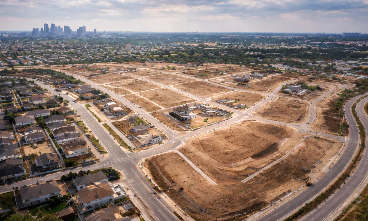 Vista aérea de desarrollo inmobiliario